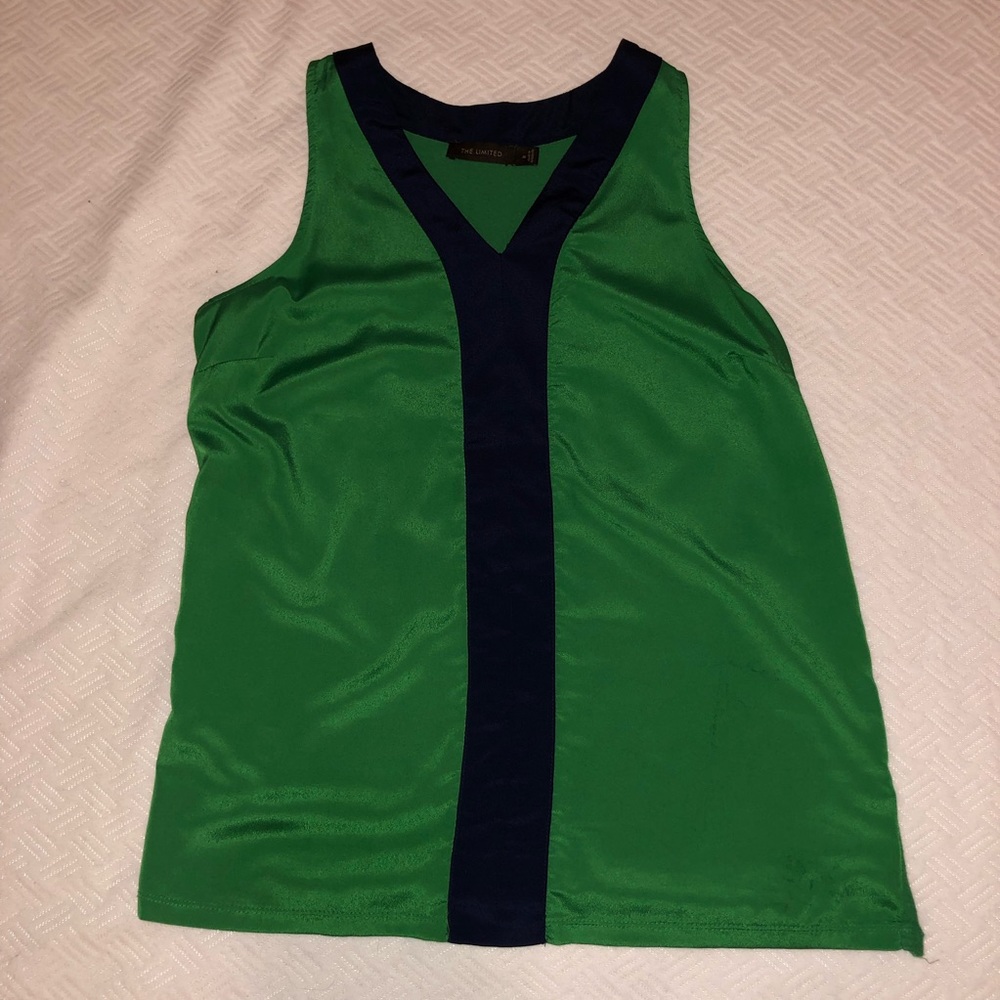Kelly Green-Navy Blue Blouse (The Limited)